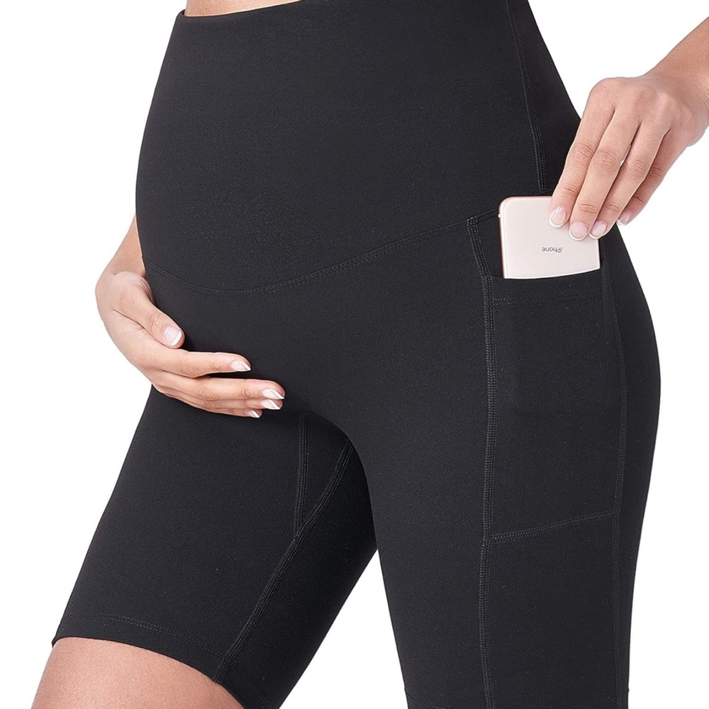 Black Maternity Bike Shorts 5 pairs L
